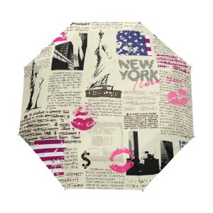 newspaper print umbrellas