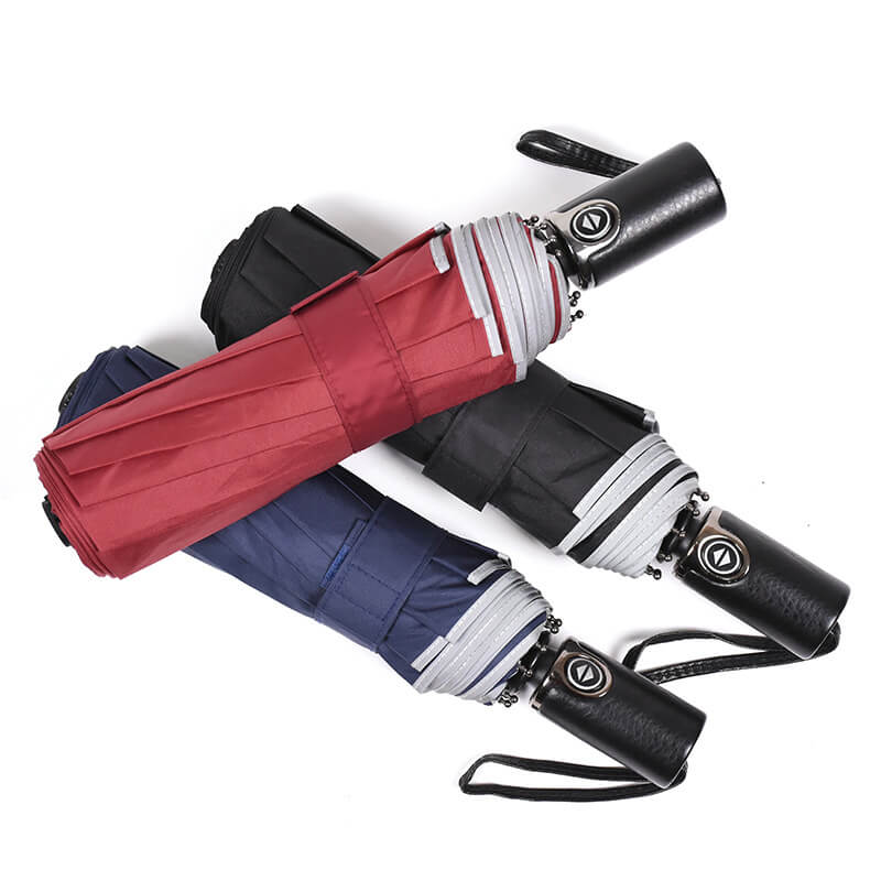 Custom Leather Handle Folding Umbrella